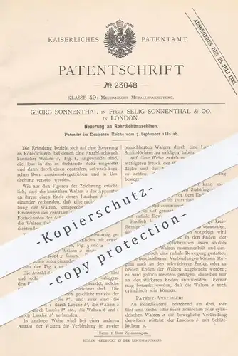 original Patent - Selig Sonnenthal & Co. , London , 1882 , Rohrdichtmaschine | Steuerung an Rohdichter | Rohr , Rohre !