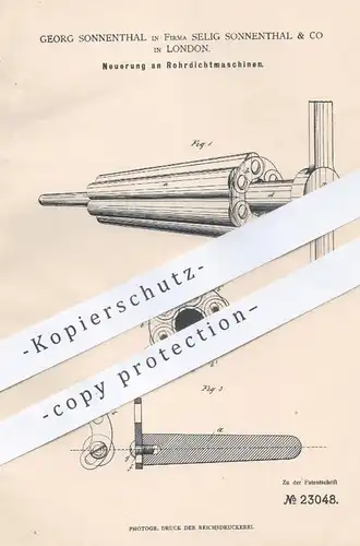 original Patent - Selig Sonnenthal & Co. , London , 1882 , Rohrdichtmaschine | Steuerung an Rohdichter | Rohr , Rohre !