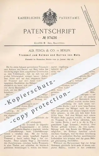 original Patent - Alb. Fesca & Co. , Berlin , 1897 , Trommel zum Keimen und Darren von Malz | Bier , Brauerei , Hopfen