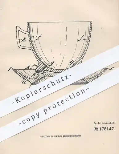 original Patent - Alfred Wegener , Berlin | M. Wenke , Heidelberg  1905 , Trinkgeschirr mit Untersatz | Tasse , Geschirr