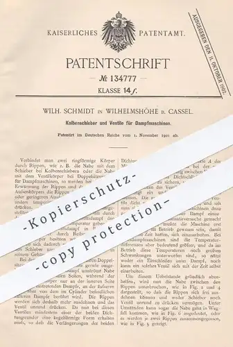 original Patent - Wilh. Schmidt , Wilhelmshöhe / Kassel , 1901 , Kolbenschieber und Ventile für Dampfmaschinen | Motor