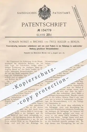 original Patent - Romain Noiset , Brüssel u. Fritz Häller , Berlin , 1901 , Fernrohrartiger Stromabnehmer | Strom !!