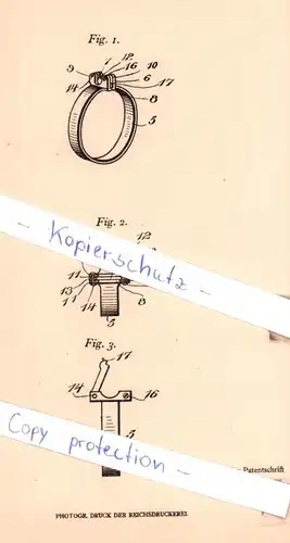 original Patent -  E. H. Painter in Alpha , Washington, USA , 1905 , Fadenabschneider in Form eines Fingerringes !!!