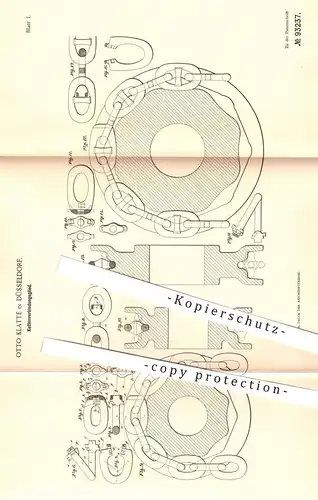 original Patent - Otto Klatte , Düsseldorf , 1896 , Kettenverbindungsglied | Kette , Ketten , Kettenglied , Maschinen !!