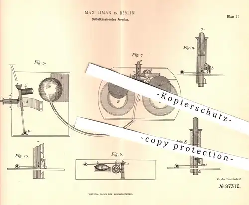 original Patent - Max Liman , Berlin , 1895 , Fernglas , Fernrohr bzw. Opernglas mit Münzeinwurf | Optiker , Optik !!