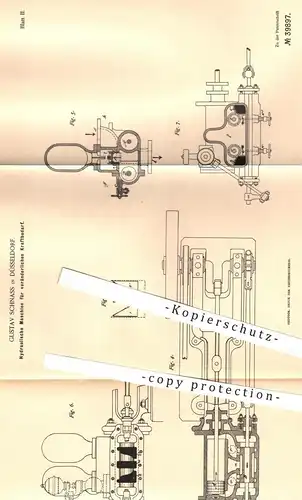original Patent - Gustav Schnass , Düsseldorf , 1886 , Hydraulische Maschine für veränderlichen Kraftbedarf | Motor !!