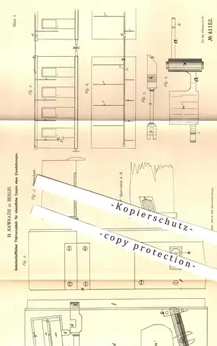 original Patent - H. Nawrath , Berlin  1886 , Türverschluss für Coupes in Eisenbahn | Türschloss , Schloss , Eisenbahnen