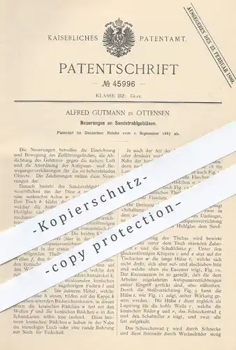 original Patent - Alfred Gutmann , Hamburg / Ottensen , 1887 , Sandstrahlgebläse | Gebläse , Glas , Glasbläser , Gläser