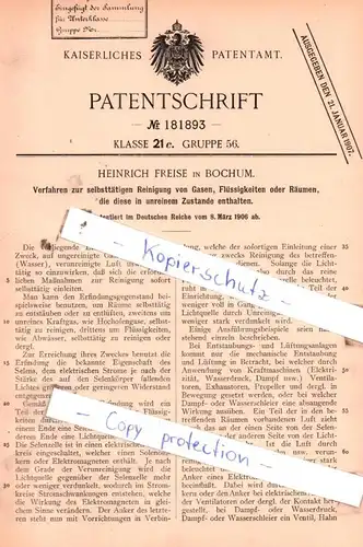 original Patent -  Heinrich Freise in Bochum , 1906 , Verfahren zur selbsttätigen Reinigung !!!
