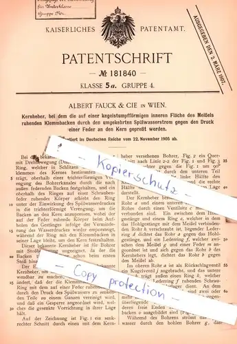 original Patent - Albert Fauck & Cie in Wien , 1905 , Kernheber !!!