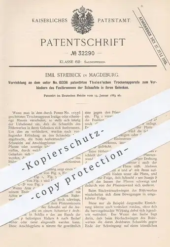 original Patent - Emil Striebeck , 1885 , Thelen'scher Trockenapparat | Thelen , Trocknung , Rührwerk , Salinen !!!