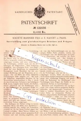original Patent - Sociètè Marinier Fils et E. Navoit in Paris , 1898 , Vorrichtung zum  Drucken und Prägen !!!