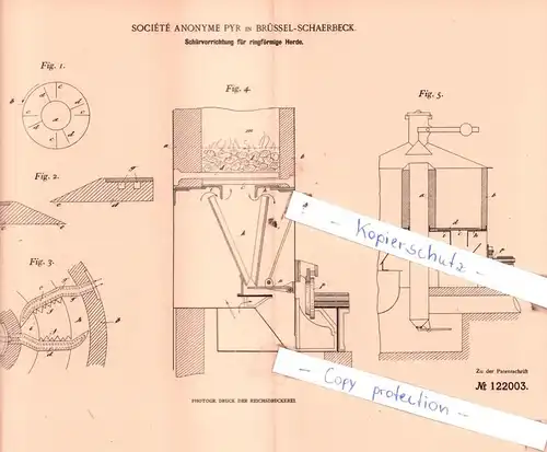 original Patent - Sociètè Anonyme in Brüssel-Schaerbeck , 1900 ,  Schürvorrichtung für ringförmige Herde !!!