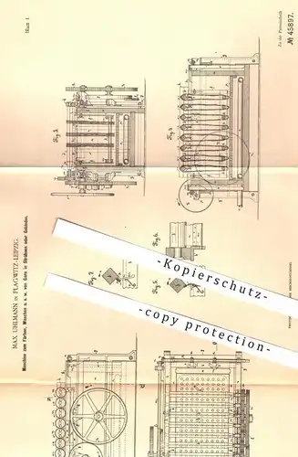 original Patent - Max Uhlmann , Leipzig / Plagwitz , 1888 , Färben , Waschen von Garn , Faden , Zwirn , Wolle , Stoff !