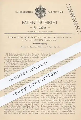 original Patent - Edward Thunderbolt , Carlton , Victoria | Glasgow , Schottland , 1897 , Mitnehmerkupplung | Kupplung