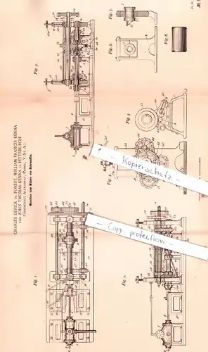 original Patent - C. Derick de Forest, W. F. Kenna und John T. Kenna in Pittsburgh , 1896 , Walzen von Rohrmuffen !!!