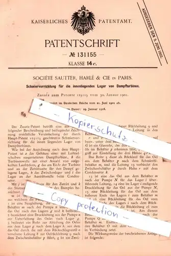 original Patent -  Sociètè Sautter, Harlè & Cie in Paris , 1901 , Dampfturbinen !!!