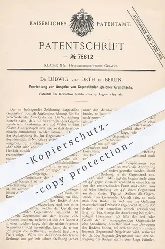 original Patent - Dr. Ludwig von Orth , Berlin , 1893 , Ausgabe von gleichen Waren | Warenausgeber | Automat !!