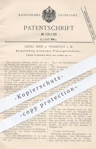 original Patent - Georg Seris , Frankfurt / Main 1901 , Selbsttätiger Flüssigkeitsheber | Ventil , Zapfanlage , Zapfhahn