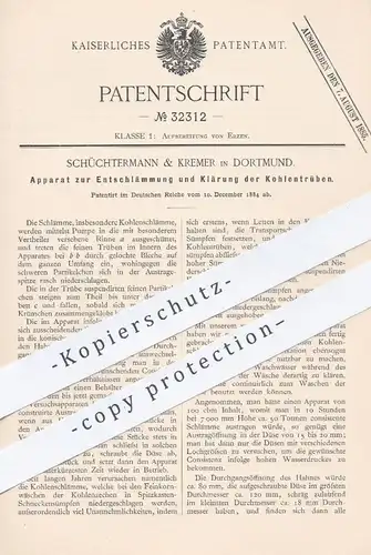 original Patent - Schüchtermann & Kremer , Dortmund , 1884 , Entschlämmung und Klärung der Kohlentrüben | Kohle , Kohlen