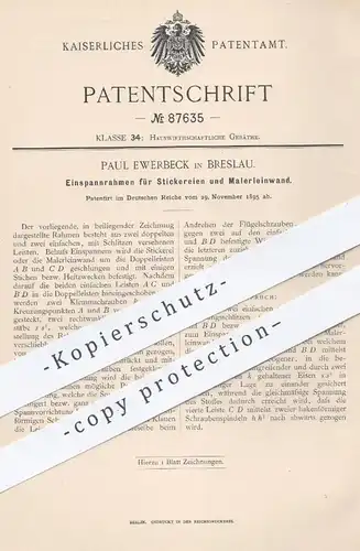 original Patent - Paul Ewerbeck , Breslau , Einspannrahmen für Stickereien u. Malerleinwand | Sticken , Maler , Künstler