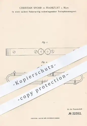 original Patent - Christian Spohr , Frankfurt , 1885 , Telefonmagnet | Telefon - Magnet | Telefonie , Elektrik , Strom !