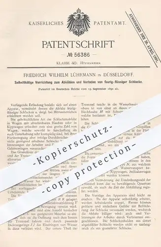 original Patent - Friedrich Wilhelm Lührmann , Düsseldorf , 1890 , Abkühlen u. Verladen von heißer Schlacke | Hütte !!