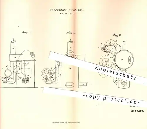 original Patent - WM Arnemann , Hamburg , 1890 , Pichmaschine | Pichofen , Bierfass , Pichen , Fass , Bier , Wein !!!