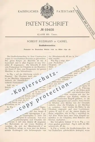 original Patent - Robert Riedmann , Kassel , 1892 , Gradbohrmaschine | Bohrmaschine , Uhr , Uhren , Uhrmacher !!!