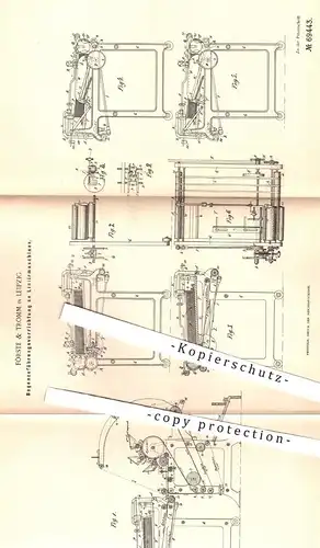 original Patent - Förste & Tromm , Leipzig , 1891 , Bogenzuführung an Liniermaschinen | Druckerei , Drucker , Druck !!!