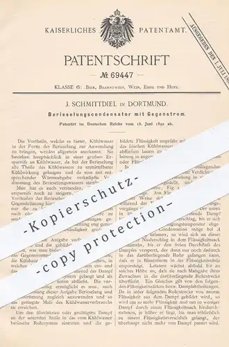 original Patent - J. Schmittdiel , Dortmund , 1892 , Berieselungskondensator mit Gegenstrom | Kondensator , Bier !!