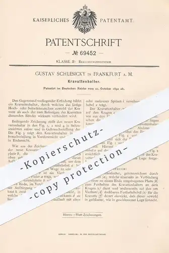 original Patent - Gustav Schlesicky , Frankfurt / Main , 1892 , Krawattenhalter | Krawatte , Krawatten , Schlips , Mode