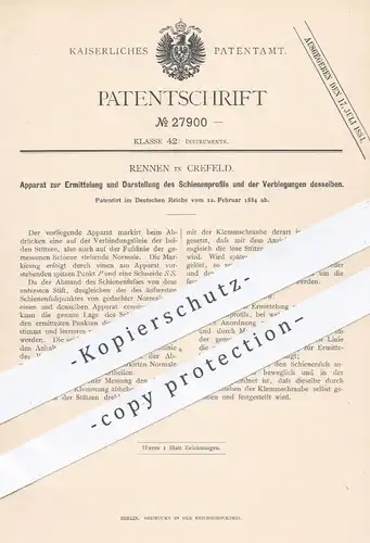 original Patent - Rennen , Krefeld , 1884 , Ermittlung u. Darstellung von Schienenprofil | Schienen , Eisenbahn !!!