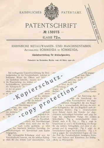 original Patent - Rheinische Metallwaren- u. Maschinenfabrik / Sömmerda , 1902 , Dreilaufgewehre | Gewehre , Waffen