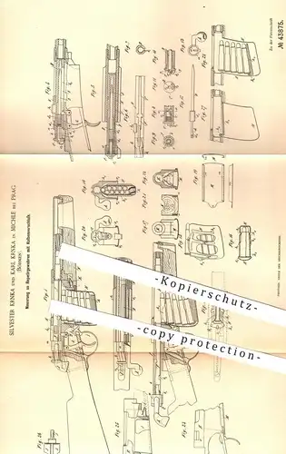 original Patent - Silvester u. Karl Krnka , Michle / Prag , Böhmen , 1887 , Repetiergewehre | Gewehr , Waffen , Militär