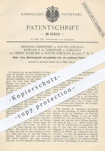 original Patent - H. Leineweber / Edward F. A. Thielepape / H. Schrohe , Chicago 1888 , Mehrladegewehr | Gewehr , Waffen