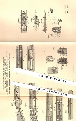 original Patent - H. Leineweber / Edward F. A. Thielepape / H. Schrohe , Chicago 1888 , Mehrladegewehr | Gewehr , Waffen