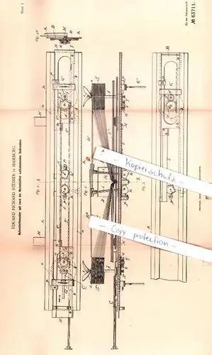 original Patent - Eduard Richard Steiner in Hamburg , 1891 , Notenblattwender !!!