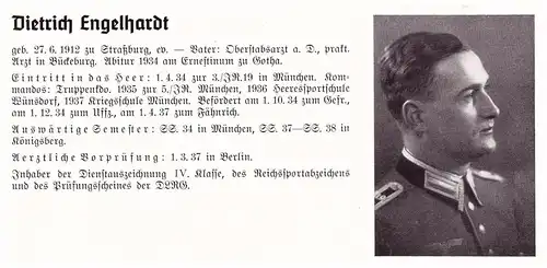 Personalkarte Wehrmacht - Dietrich Engelhardt in Bückeburg und Ernst Eschner in Wiesbaden , Gotha , NSDAP , Arzt !!!