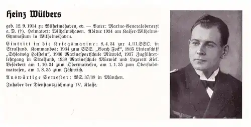 Personalkarte Wehrmacht - Heinz Wülbers in Wilhelmshaven , NSDAP , Arzt !!!