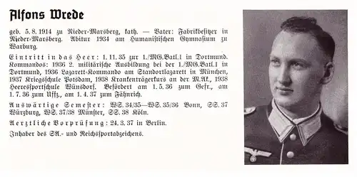 Personalkarte Wehrmacht - Alfons Wrede in Niedermarsberg und Paul Zoller in Erlangen , Marsberg , Warburg , NSDAP , Arzt