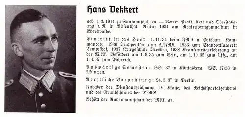 Personalkarte Wehrmacht - Heinz Chemnitz in Glowitz/ Glowczyce und H. Dekkert in Biesenthal , Stolp , Eberswalde , Arzt