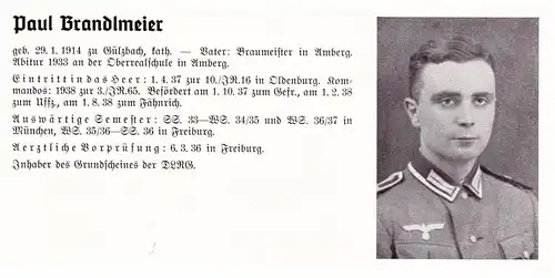 Personalkarte Wehrmacht - Paul Brandlmeier in Gülzbach und Otto Büch in Saarbrücken , Amberg , NSDAP , Arzt !!!