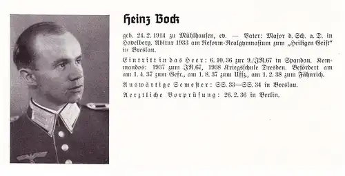 Personalkarte Wehrmacht - Heinz Bock in Havelberg und F.W. Bertermann in Essen , Mühlhausen , Breslau , NSDAP , Arzt !!!