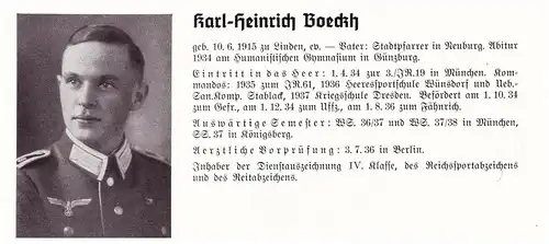 Personalkarte Wehrmacht - K.H. Boeckh in Neuburg und Erhard Beyer in Zwickau , Gautzsch , Günzburg , Linden NSDAP , Arzt