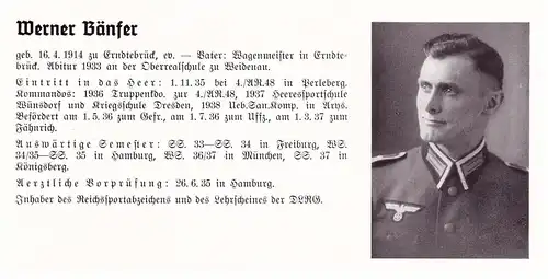 Personalkarte Wehrmacht - Werner Bänser in Erndtebrück und Hans Bastian in Breisach , Weidenau , Münster , NSDAP , Arzt