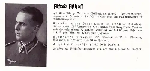 Personalkarte Wehrmacht - Alfred Aßhoff in Iserlohn , Dortmund Wellinghofen , Hoerde , NSDAP , Arzt !!!