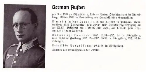 Personalkarte Wehrmacht - German Austen in Stapelburg , Bischofsburg , Braunsberg , NSDAP , Arzt !!!