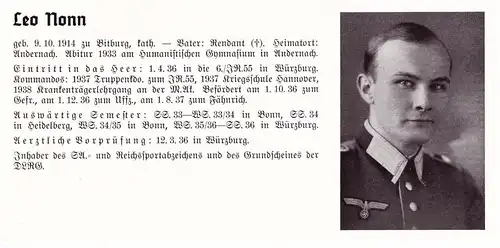 Personalkarte Wehrmacht - Hans Ludwig Palm in Plauen und Leo Nonn in Andernach , Bitburg , Nürnberg , NSDAP , Arzt !!!