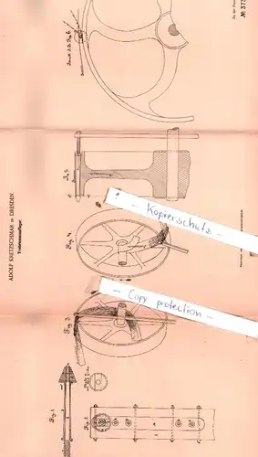 original Patent - Adolf Kretzschmar in Dresden , 1885 , Treibriemenaufleger !!!